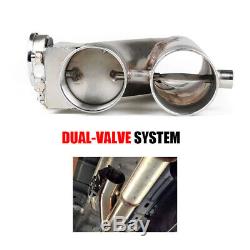 3" 76mm Electric Exhaust Dual Valve Catback Downpipe Y-Pipe Cut+Wireless Remote
