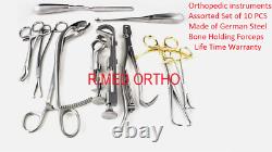 10 Assorted Orthopedic Instruments Custom Bone Holding Forceps Premium Quality