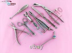10 Assorted Orthopedic Surgical Instruments custom made set Stainless steel