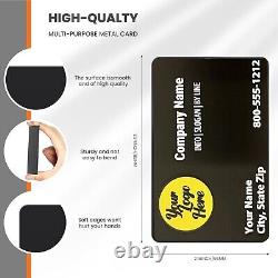 100 Custom Full Color Thick. 08mm Black Metal Business Cards Printed One Side