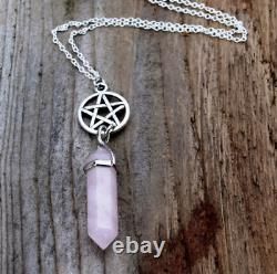100pcs Natural Pink Quartz Crystal Hexagonal Stone Pendant Necklace Jewelry