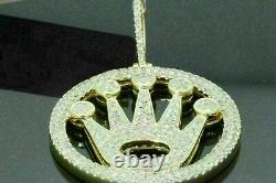 2.00Ct Round Cut Diamond Medallion Pave Charm Pendant 14K Yellow Gold Over