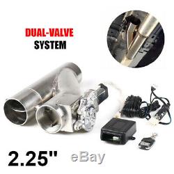 2.25 57mm Electric Exhaust Dual Valve Cut out Downpipe Y Pipe + Wireless Remote