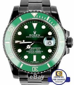 2012 Rolex Submariner Date Hulk 116610 LV Black Custom PVD Stainless Green 40mm