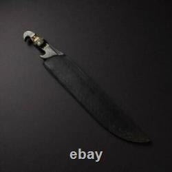 23 Custom HandForged Stainless Steel Powder Coated Falcata Sword with Stag Handle