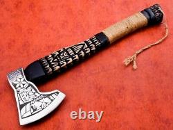 24Custom Hand Crafted Stainless Steel Viking Axe with Handcrafted Wood Handle