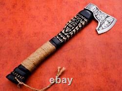 24Custom Hand Crafted Stainless Steel Viking Axe with Handcrafted Wood Handle