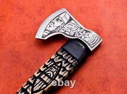 24Custom Hand Crafted Stainless Steel Viking Axe with Handcrafted Wood Handle