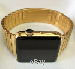 24K Gold Plated 42MM Apple Watch Series 2 Gold Link Band Custom Rare