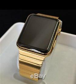 24K Gold Plated 42MM Apple Watch Series 2 Gold Link Band Custom Rare