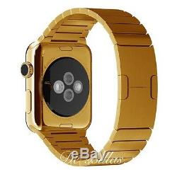 24K Gold Plated 42MM Apple Watch Series 2 Gold Link Band Custom Rare