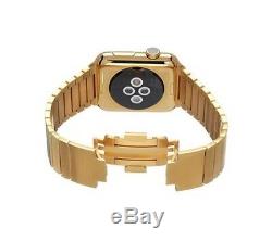 24K Gold Plated 42MM Apple Watch Series 2 Gold Link Band Custom Rare