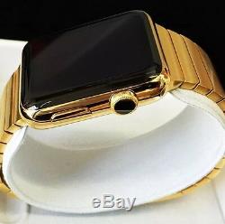 24K Gold Plated 42MM Apple Watch Series 2 Gold Link Band Custom Rare