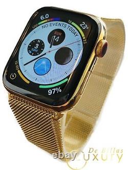 24K Gold Plated 44MM Apple Watch SERIES 5 Gold Milanese Loop Stainless Steel