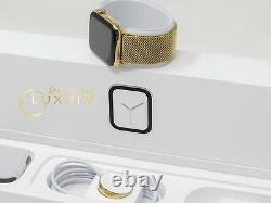24K Gold Plated 44MM Apple Watch SERIES 5 Gold Milanese Loop Stainless Steel