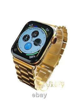 24K Gold Plated 44MM Apple Watch SERIES 5 With Gold Links Band GPS+LTE CUSTOM