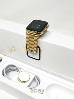 24K Gold Plated 44MM Apple Watch SERIES 5 With Gold Links Band GPS+LTE CUSTOM