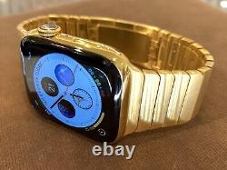 24K Gold Plated 45MM Apple Watch SERIES 9 Stainless Steel Link GPS LTE CUSTOM