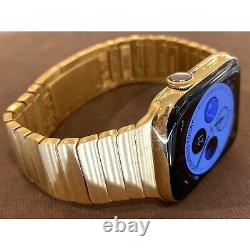 24K Gold Plated Apple Watch 45mm SERIES 7 Link CUSTOM Stainless Steel LTE GPS