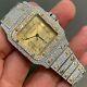 25Ct Santos Moissanite Studded Watch 41MM Dial Wrist Watch Stainless Steel
