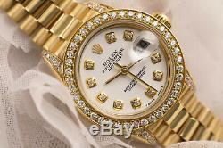 26mm Rolex 18kt Yellow Gold Presidential White Diamond Dial Ladies Watch