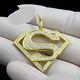 2CT Simulated Diamond S Superman Pendant Mens 14k Yellow Gold Finish With Chain