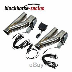 2Pcs 2.5Electric Exhaust Downpipe E-Cut Out Valve + One CONTROLLER REMOTE KIT