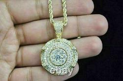 3.20 Ct Round Cut VVS1 Diamond Medallion Pendant Pave Charm 14K Yellow Gold Over