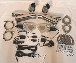 3 Electric Exhaust Cutout Kit With 2X Remotes Stainless Steel With Down Pipes