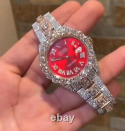 37 ct's vvs1, White Moissanite Diamond Round Luxury Men's Automatic Swiss Watch