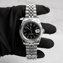 39mm Black No Logo Dial Datejust Style Custom Watch with NH35 Movement & Jubilee