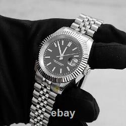 39mm Black No Logo Dial Datejust Style Custom Watch with NH35 Movement & Jubilee