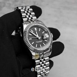 39mm Black No Logo Dial Datejust Style Custom Watch with NH35 Movement & Jubilee