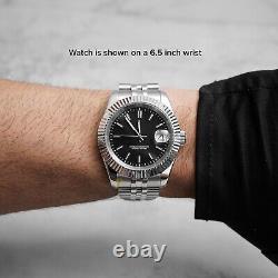 39mm Black No Logo Dial Datejust Style Custom Watch with NH35 Movement & Jubilee