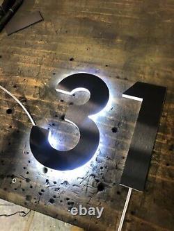 3D Illuminated LED Steel House Number Custom Made Laser Cut Stainless Steel
