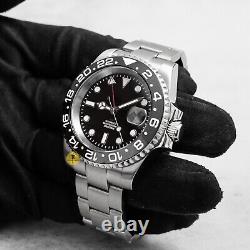 40mm Black GMT Custom Sub Style Mod Watch NO LOGO with NH34 Automatic Movement