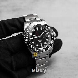 40mm Black GMT Custom Sub Style Mod Watch NO LOGO with NH34 Automatic Movement