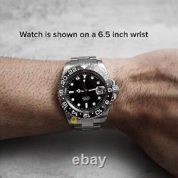 40mm Black GMT Custom Sub Style Mod Watch NO LOGO with NH34 Automatic Movement