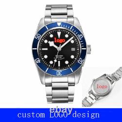 41mm custom LOGO design SS case blue Bezel Automatic Sapphire Glass Mens Watch