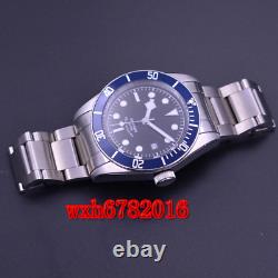 41mm custom LOGO design SS case blue Bezel Automatic Sapphire Glass Mens Watch