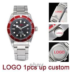 41mm custom LOGO design SS case red Bezel Automatic Sapphire Glass Mens Watch