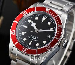 41mm custom LOGO design SS case red Bezel Automatic Sapphire Glass Mens Watch