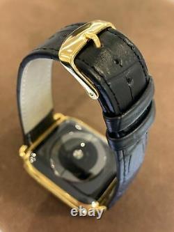 45mm Apple Watch Series 9 Custom 24K Gold Plated Stainless Steel Black Leather