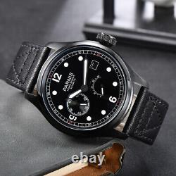 46.5mm Parnis Stainless Steel Black Case Leather Strap Wrist Watches for Men