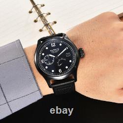 46.5mm Parnis Stainless Steel Black Case Leather Strap Wrist Watches for Men