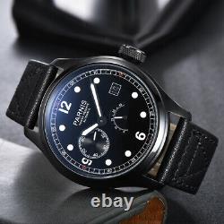 46.5mm Parnis Stainless Steel Black Case Leather Strap Wrist Watches for Men