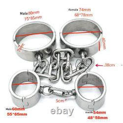 4CM Heavy Duty 100% Stainless Steel Hand Cuffs Ankle Binding