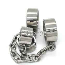 4CM Heavy Duty 100% Stainless Steel Hand Cuffs Ankle Binding