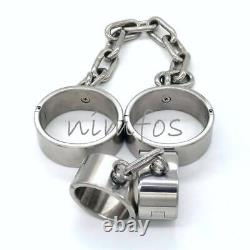 4CM Heavy Duty 100% Stainless Steel Hand Cuffs Ankle Binding