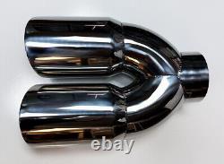 5 Dual 6 Diesel Exhaust Tip 5.00 Stainless Steel Polished Chrome Miter Stack